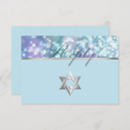 Bat Mitzvah Sparkle Lichter Blau und Lila RSVP Karte