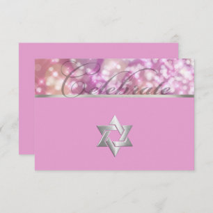 Bat Mitzvah Sparkle Lights Pink Karte