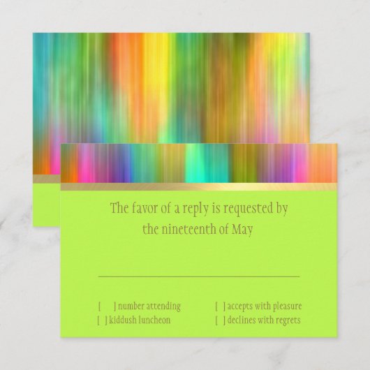 Bat Mitzvah Spectrum Stripes RSVP Karte (Vorne/Hinten)