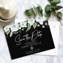Bat Mitzvah Speichert Datum Floral Schwarz Silber 