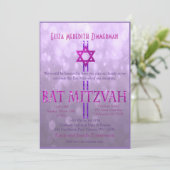 Bat Mitzvah | Star of David | LILA Einladung (Stehend Vorderseite)
