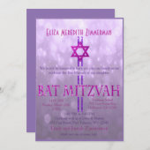 Bat Mitzvah | Star of David | LILA Einladung (Vorne/Hinten)