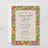 Bat Mitzvah Star von David Damask Green Pink Yello Einladung (Vorderseite)