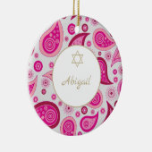 Bat MItzvah Star von David Foto Pink Muster Keramik Ornament (Rechts)
