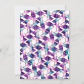 Bat Mitzvah Star von David Lila und Aquamarin Dama Einladung (Rückseite)