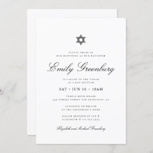 Bat Mitzvah Star von David Minimalistisch Modern Einladung