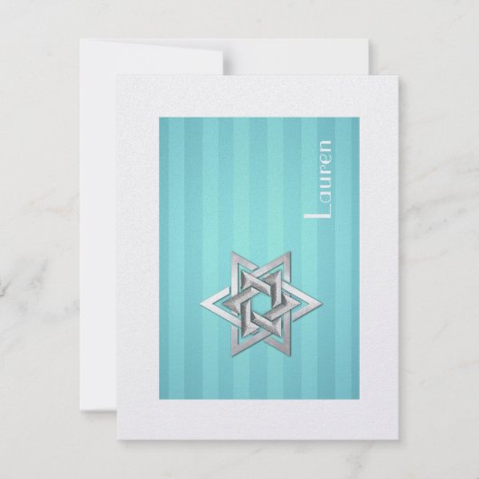 Bat Mitzvah Star von David Turquoise Dankeschön Ka Dankeskarte (Vorderseite)
