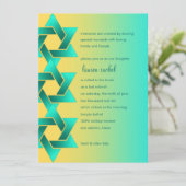 Bat Mitzvah Star von David Yellow Aqua Einladung (Stehend Vorderseite)