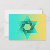 Bat Mitzvah Star von David Yellow Aqua RSVP Karte (Rückseite)