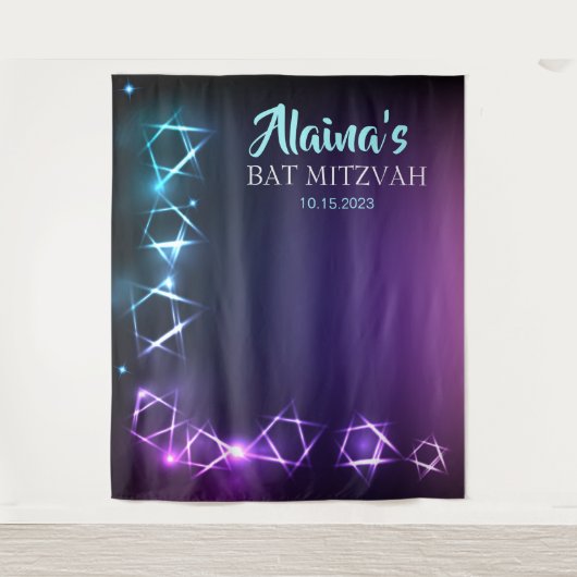 Bat Mitzvah Stars Foto Stand Party Hintergrund Wandteppich (Vorderseite)