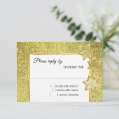 Bat Mitzvah Stars Gold Glitzer UAWG Einladung (Stehend Vorderseite)