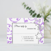 Bat Mitzvah Stars Lila Scroll UAWG Einladung (Stehend Vorderseite)