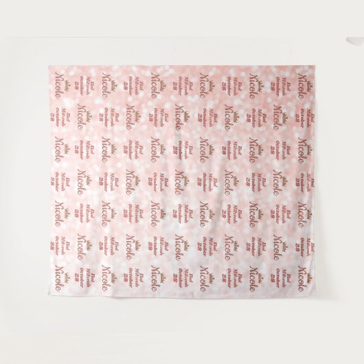 Bat Mitzvah Step und wiederholen Rose Gold Hinterg Wandteppich (Vorderseite (Horizontal))