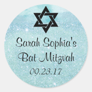 Bat Mitzvah Sticker, Gefallen Tag, Bat Mitzvah Dek Runder Aufkleber