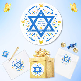 Bat Mitzvah Stickers, Bat Mitzvah Party Supplier, Runder Aufkleber