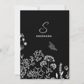 Bat Mitzvah Stilvolle Skripte Blumenskizze Einladung (Rückseite)