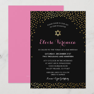BAT MITZVAH Stilvolles Glamour Konfetti Spot Gold  Einladung