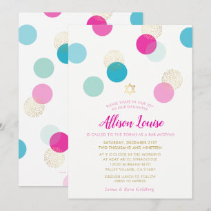 BAT MITZVAH Stilvolles Konfetti-Spot Goldminze pin Einladung