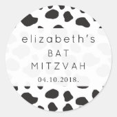 Bat Mitzvah - Tierdruck, Kuhdruck - Schwarz Runder Aufkleber (Vorderseite)