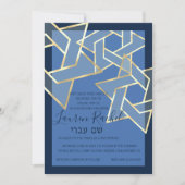 Bat Mitzvah Transparent Gold Star von David Einladung (Vorderseite)