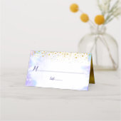 Bat Mitzvah Trendy Gold Punkte auf Lila Wasser Platzkarte (Vorderseite)