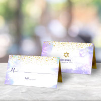 Bat Mitzvah Trendy Gold Punkte auf Lila Wasser