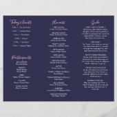 Bat Mitzvah Tri-Fold Program Navy Rose Gold  Flyer (Hinten)
