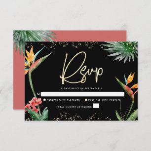 Bat Mitzvah Tropical Black Gold Palm Wasserfarbe RSVP Karte