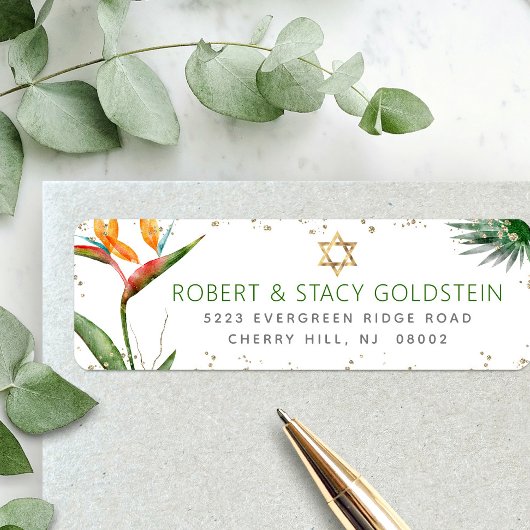 Bat Mitzvah Tropical Gold Palm Wasserfarbenadresse