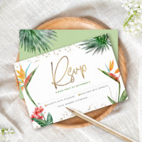 Bat Mitzvah Tropical Gold Script Floral Wasserfarb