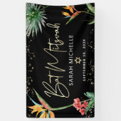 Bat Mitzvah Tropical Palm Leaf Black Gold Willkomm Banner (Vertikal)