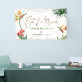 Bat Mitzvah Tropical Palm Leaf Gold Script Willkom Banner (Messeveranstaltung)
