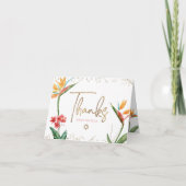 Bat Mitzvah Tropical Watercolor Floral Gold Script Dankeskarte (Vorderseite)