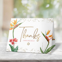 Bat Mitzvah Tropical Watercolor Floral Gold Script