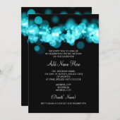 Bat Mitzvah Türkis Bokeh Lights Einladung (Vorne/Hinten)