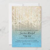 Bat Mitzvah Türkise Blue Gold Extra Funkelnd Einladung (Vorderseite)