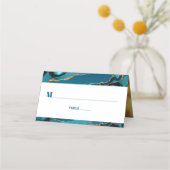 Bat Mitzvah Türkquoise Blue Ombre Gold Agate Moder Platzkarte (Vorderseite)