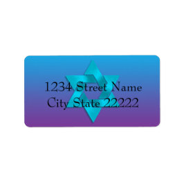 Bat Mitzvah Turquoise bis Lila Ombre mit Star Adressaufkleber