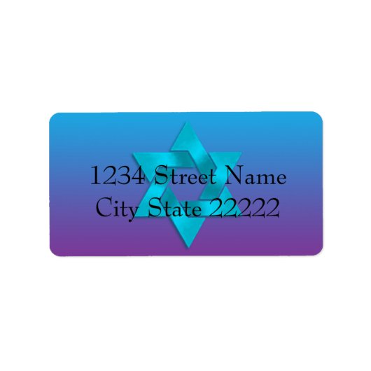 Bat Mitzvah Turquoise bis Lila Ombre mit Star Adressaufkleber (Vorne)