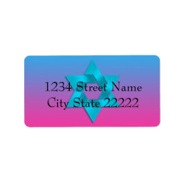 Bat Mitzvah Turquoise bis Pink Ombre mit Star Adressaufkleber