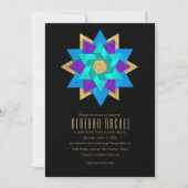 Bat Mitzvah Turquoise Blue Lila Aqua Star Blume Einladung (Vorderseite)