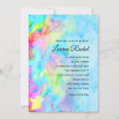 Bat Mitzvah Turquoise Blue Limon Pink Gefärbte Kra Einladung (Vorderseite)