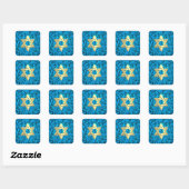 Bat Mitzvah Turquoise Damask Quadratischer Aufkleber (Blatt)