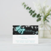 Bat Mitzvah Turquoise Neon Themed RSVP Begleitkarte (Stehend Vorderseite)