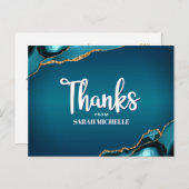 Bat Mitzvah Turquoise Ombre Agate Script Vielen Da Postkarte (Vorne/Hinten)