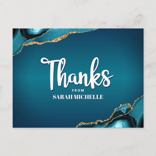 Bat Mitzvah Turquoise Ombre Agate Script Vielen Da Postkarte (Vorderseite)