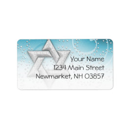 Bat Mitzvah Turquoise Shimmer Star von David Adressaufkleber