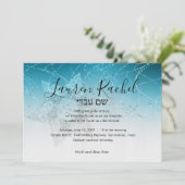 Bat Mitzvah Turquoise Star von David Glittery Einladung (Stehend Vorderseite)