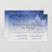 Bat Mitzvah UAWG Glittery Star Blue RSVP Karte (Vorne/Hinten)