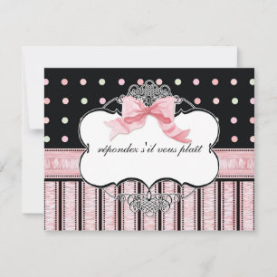 Bat Mitzvah UAWG Response - Französischer Bow Dot  RSVP Karte